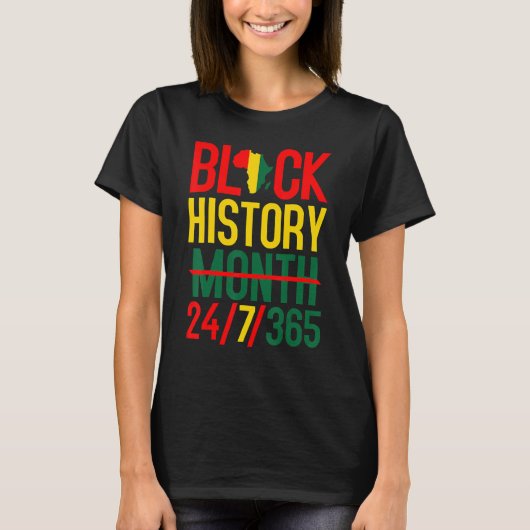 Black History Month 24 7 365 Afro African Pride Me Tシャツ (正面)