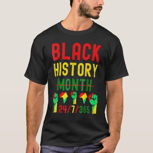 Black History Month 24 7 BHM African Pride Men Wom Tシャツ (正面)