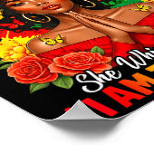 Black History Month African Girl Woman Afro I Am T ポスター (角)