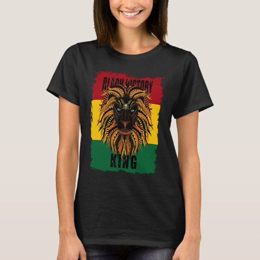 Black History Month African Lion Black History Roo Tシャツ (正面)