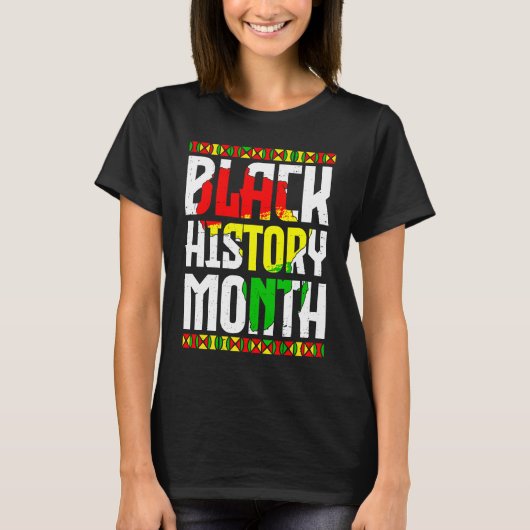 Black History Month African Map Flag Afro Freedom Tシャツ (正面)