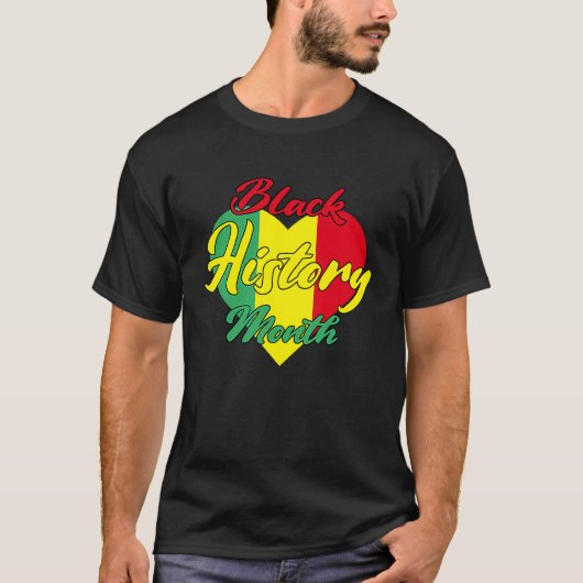 Black History Month African Proud Afro Valentines  Tシャツ (正面)