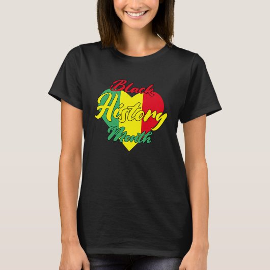 Black History Month African Proud Afro Valentines  Tシャツ (正面)