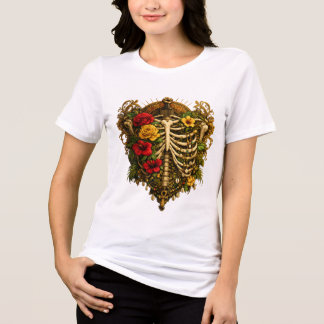 Black History Month African Skeleton Queen Floral  トライブレンドＴシャツ