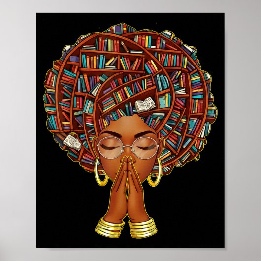 Black History Month Afro Book Lover Women Girls Li ポスター (正面)