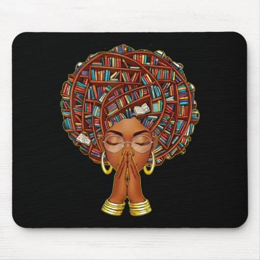 Black History Month Afro Book Lover Women Girls Li マウスパッド (正面)