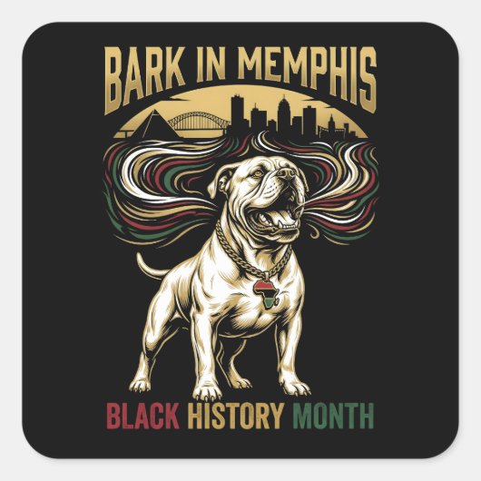 Black History Month American Bulldog Cultural Art スクエアシール (正面)
