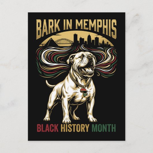 Black History Month American Bulldog Cultural Art ポストカード (正面)