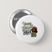 Black History Month Awareness Blessed Black Melani 缶バッジ (正面&裏面)