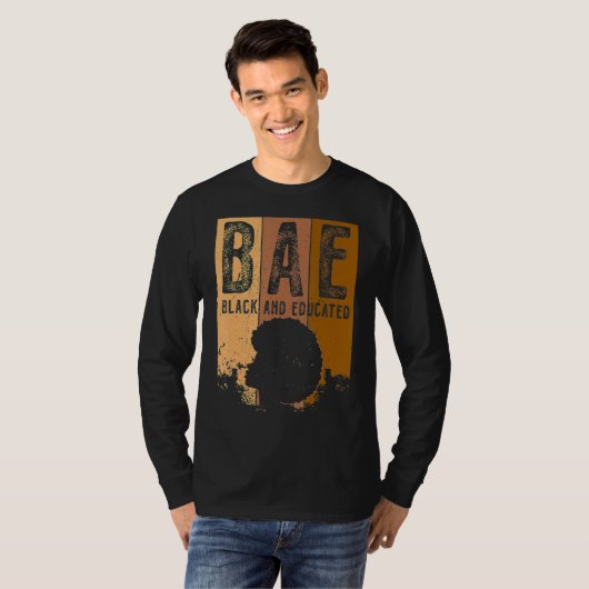 Black History Month BAE Black And Educated Melanin Tシャツ (正面フル)