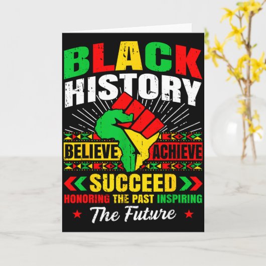 Black History Month Believe Achieve Succeed Melani カード (黄色い花)