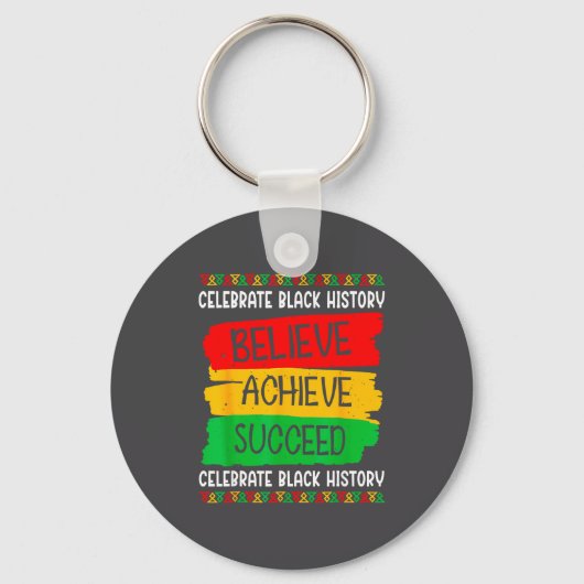 Black History Month Believe Achieve Succeed Melani キーホルダー (正面)