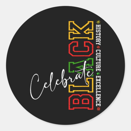 Black History Month Believe Achieve Succeed Melani ラウンドシール (正面)