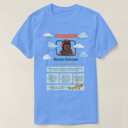 Black History Month Bessie Coleman Pilot Tシャツ (デザイン正面)