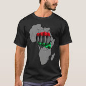 Black History Month BHM Afro Pride Hand Fist Black Tシャツ (正面)
