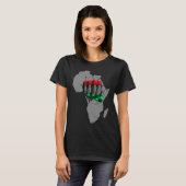 Black History Month BHM Afro Pride Hand Fist Black Tシャツ (正面フル)