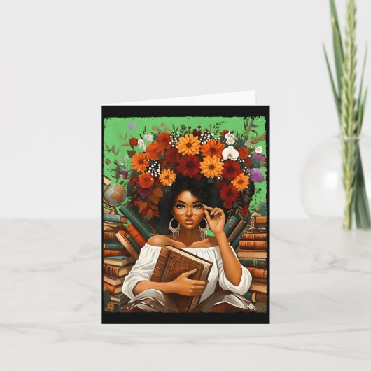 Black History Month Black Afro Girl Women Book Lov カード (正面)