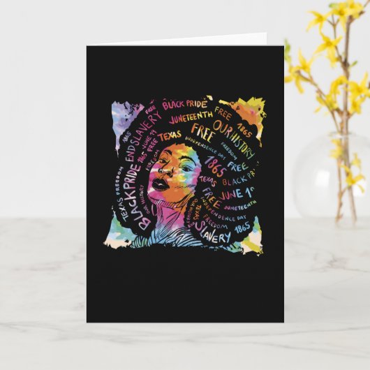 Black History Month Black Afro Woman カード (黄色い花)