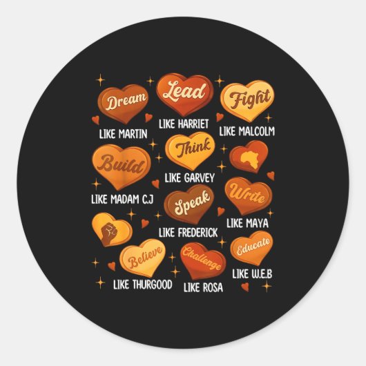 Black History Month Black Leaders African American ラウンドシール (正面)