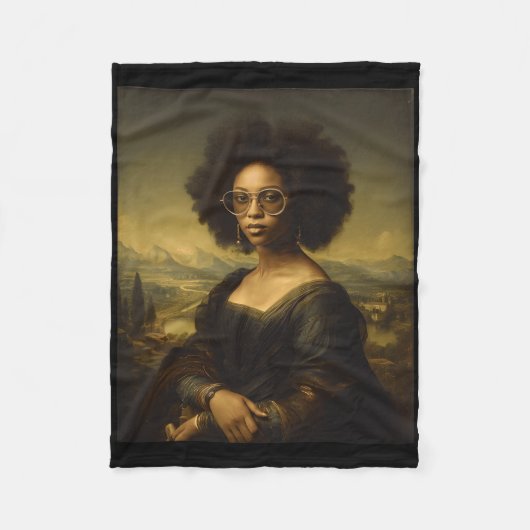 Black History Month Black Mona Lisa African Americ フリースブランケット (正面)