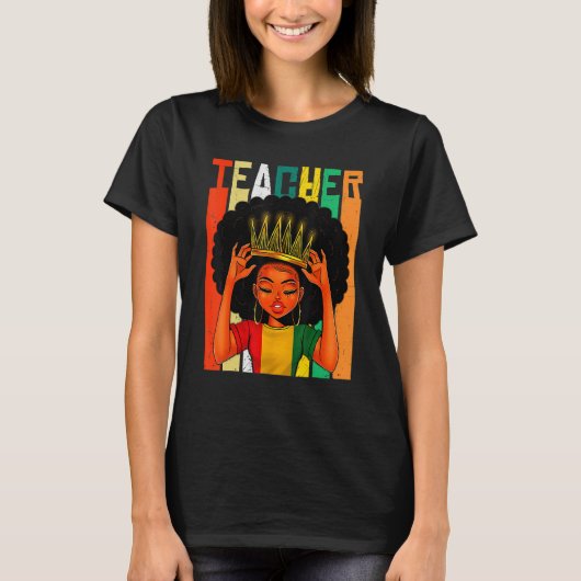 Black History Month Black Teacher Magic Black Quee Tシャツ (正面)