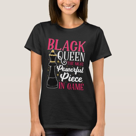 Black History Month Black Women Queen Chess Tシャツ (正面)