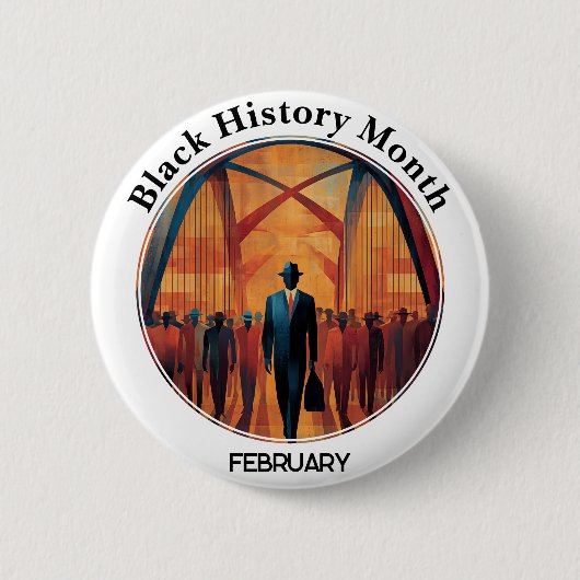 Black History Month Bridge Crossing Pinback Button 缶バッジ (正面)