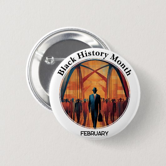 Black History Month Bridge Crossing Pinback Button 缶バッジ (正面&裏面)