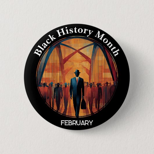 Black History Month Bridge Crossing Pinback Button 缶バッジ (正面)