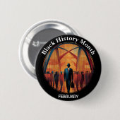 Black History Month Bridge Crossing Pinback Button 缶バッジ (正面&裏面)