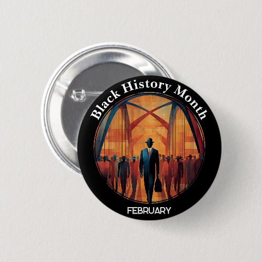 Black History Month Bridge Crossing Pinback Button 缶バッジ (正面&裏面)