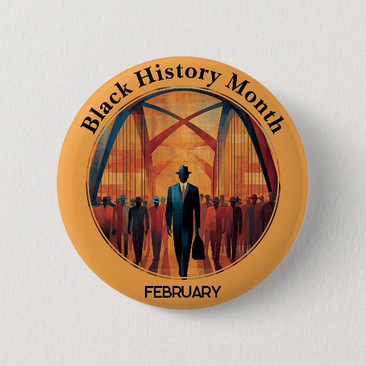 Black History Month Bridge Crossing Pinback Button 缶バッジ (正面)