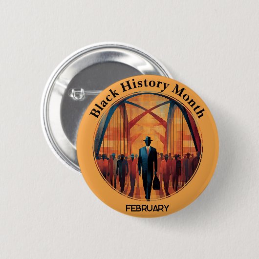 Black History Month Bridge Crossing Pinback Button 缶バッジ (正面&裏面)