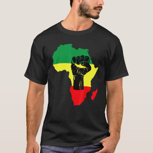 Black History Month Celebration African Map Fist T Tシャツ (正面)