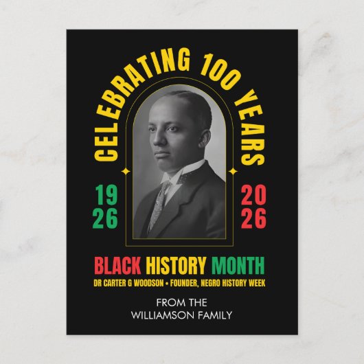 BLACK HISTORY MONTH CENTENNIAL 100 Years BHM シーズンポストカード (正面)