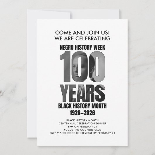 BLACK HISTORY MONTH Centennial Dinner 招待状 (正面)
