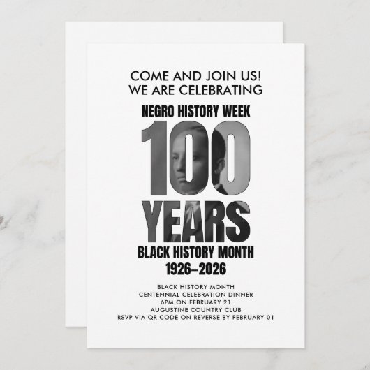BLACK HISTORY MONTH Centennial Dinner 招待状 (正面/裏面)