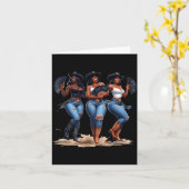 Black History Month Cowgirl Western Afro Black Wom カード (黄色い花)