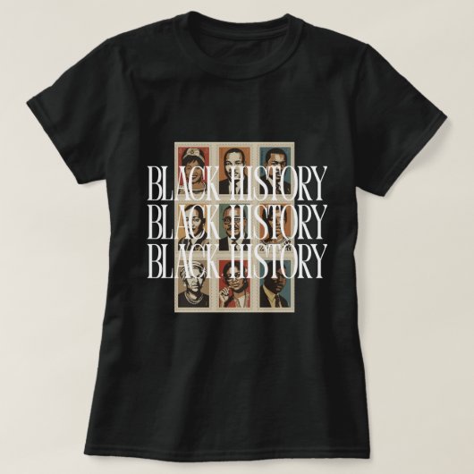 Black History Month Figures Custom Graphic Tee Tシャツ (デザイン正面)