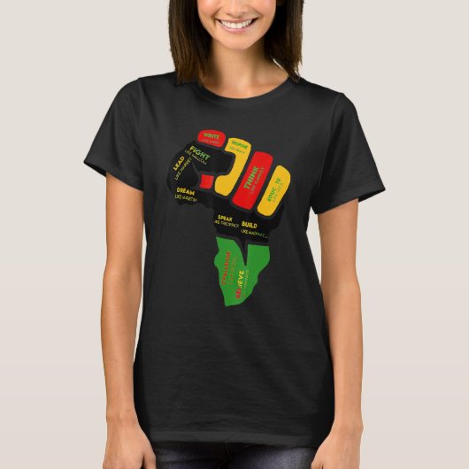 Black History Month Fist Black Power African Women Tシャツ (正面)