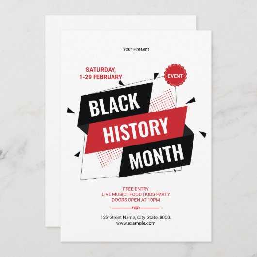 Black History Month Flyer Template 招待状 (正面/裏面)