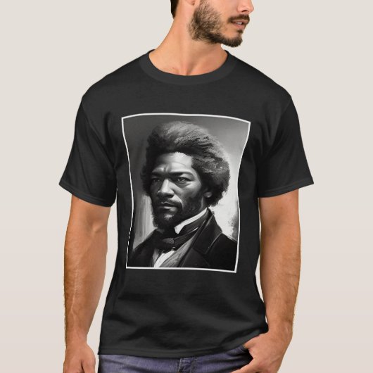 Black History Month Frederick Douglass Charcoal Ci Tシャツ (正面)