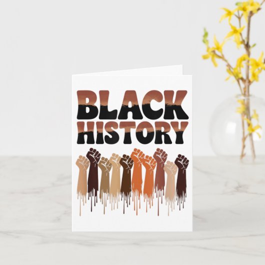 Black History Month Hands Symbol Afro Motivation  カード (黄色い花)