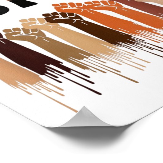 Black History Month Hands Symbol Afro Motivation  ポスター (角)