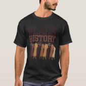 Black History Month Hands Symbol Afro Motivation  Tシャツ (正面)