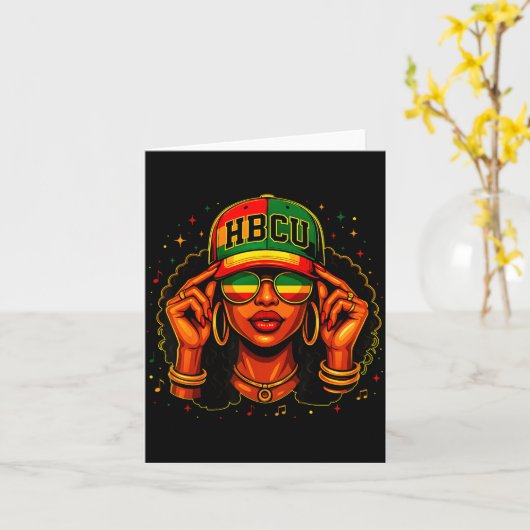 Black History Month Hbcu Black Afro Educated Girl  カード (黄色い花)