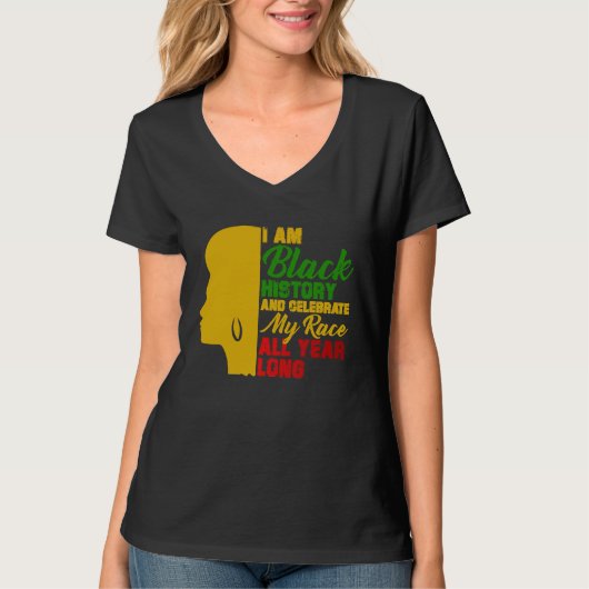 Black History Month I Am Black History Tシャツ (正面)