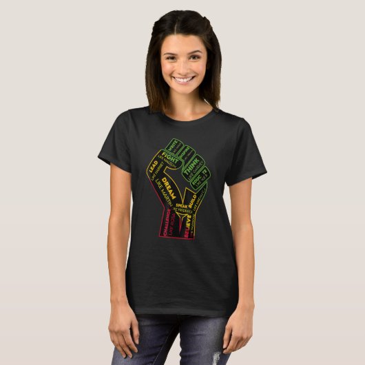 Black History Month Inspiring Black Leaders Power  Tシャツ (正面フル)