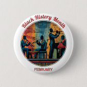 Black History Month Jazz Band Pinback Button 缶バッジ (正面)