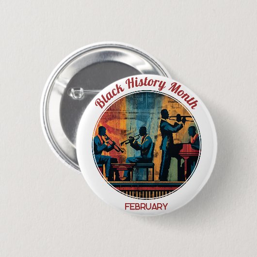 Black History Month Jazz Band Pinback Button 缶バッジ (正面&裏面)